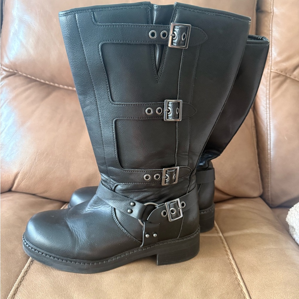 Black Leather Combat Boots
